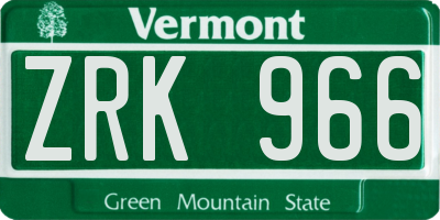 VT license plate ZRK966