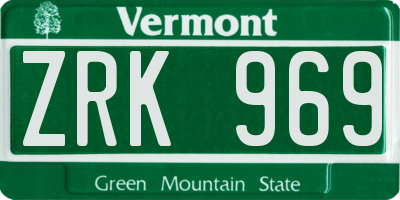 VT license plate ZRK969