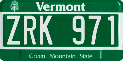 VT license plate ZRK971