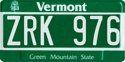 VT license plate ZRK976