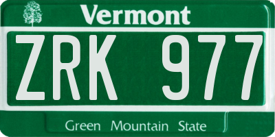 VT license plate ZRK977