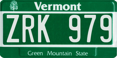 VT license plate ZRK979