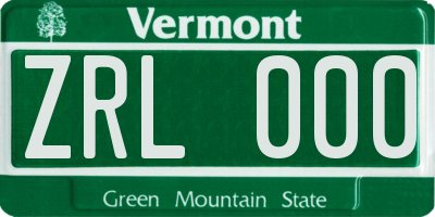 VT license plate ZRL000