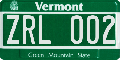 VT license plate ZRL002