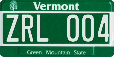 VT license plate ZRL004