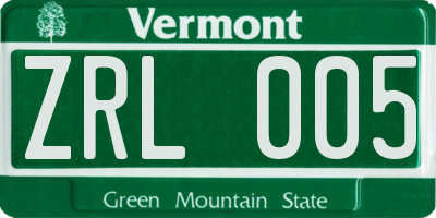 VT license plate ZRL005