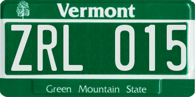 VT license plate ZRL015
