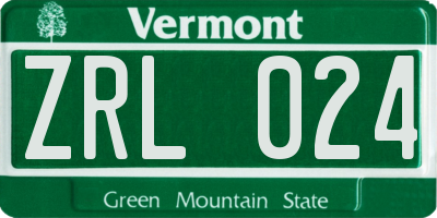 VT license plate ZRL024