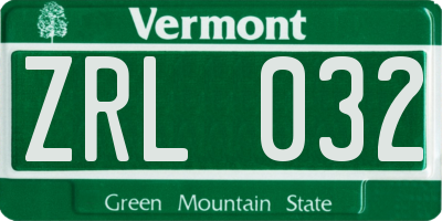 VT license plate ZRL032