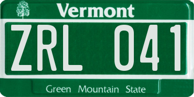 VT license plate ZRL041