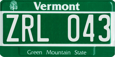 VT license plate ZRL043