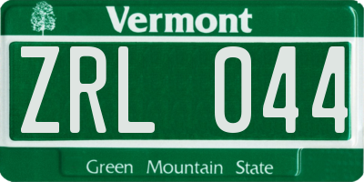 VT license plate ZRL044