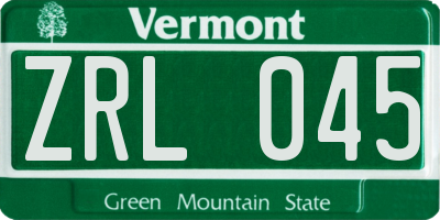 VT license plate ZRL045