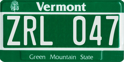 VT license plate ZRL047