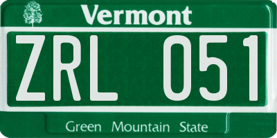 VT license plate ZRL051