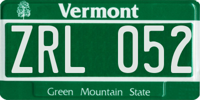 VT license plate ZRL052