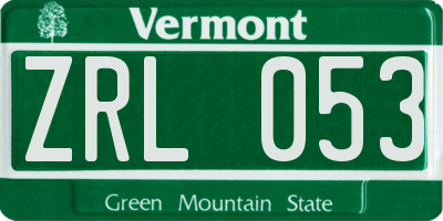 VT license plate ZRL053