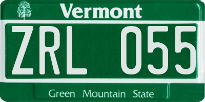 VT license plate ZRL055