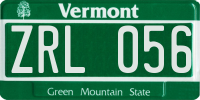 VT license plate ZRL056