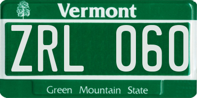 VT license plate ZRL060