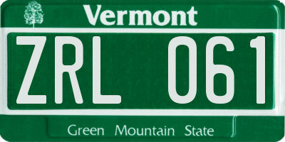 VT license plate ZRL061