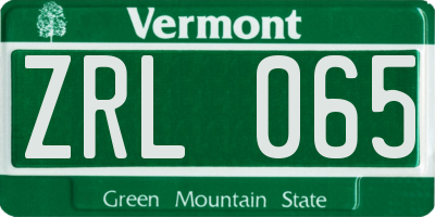 VT license plate ZRL065