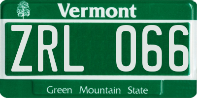 VT license plate ZRL066