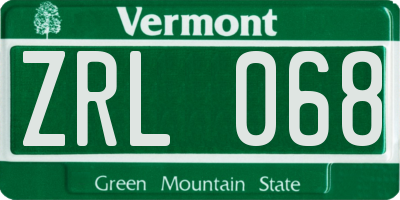 VT license plate ZRL068