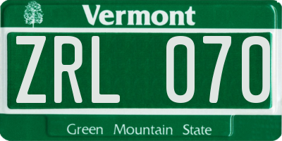 VT license plate ZRL070