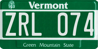 VT license plate ZRL074