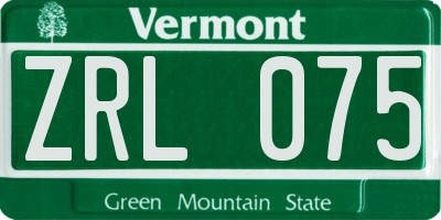 VT license plate ZRL075