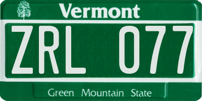 VT license plate ZRL077