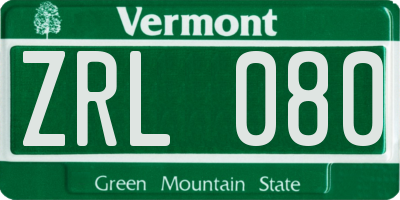 VT license plate ZRL080