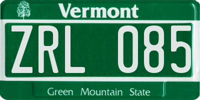 VT license plate ZRL085