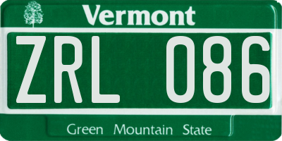 VT license plate ZRL086