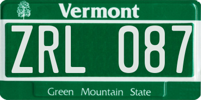 VT license plate ZRL087
