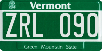 VT license plate ZRL090