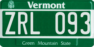 VT license plate ZRL093