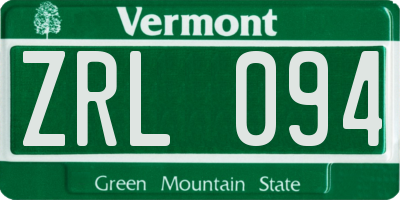 VT license plate ZRL094