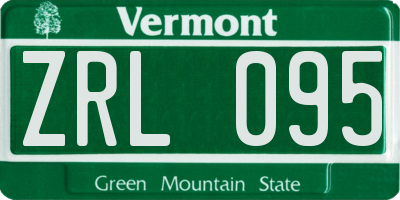 VT license plate ZRL095