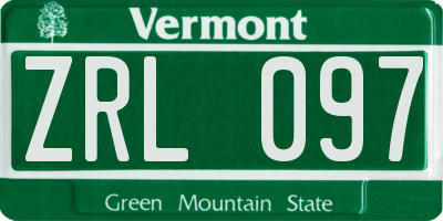 VT license plate ZRL097