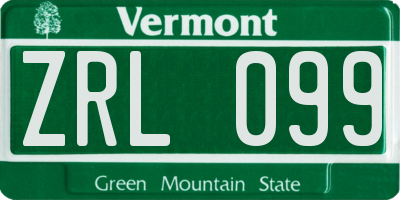 VT license plate ZRL099