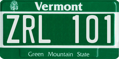 VT license plate ZRL101