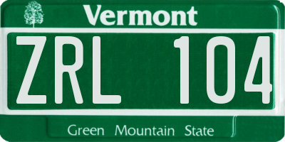 VT license plate ZRL104