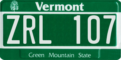 VT license plate ZRL107