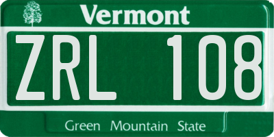 VT license plate ZRL108