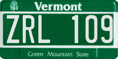 VT license plate ZRL109