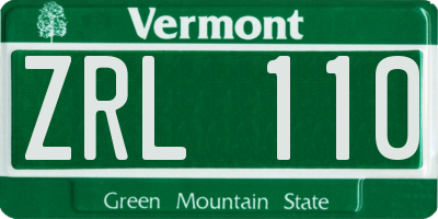 VT license plate ZRL110