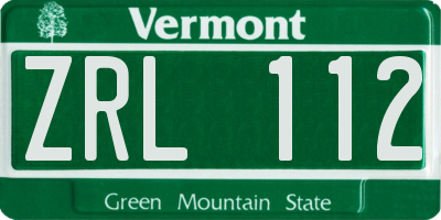 VT license plate ZRL112