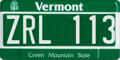 VT license plate ZRL113